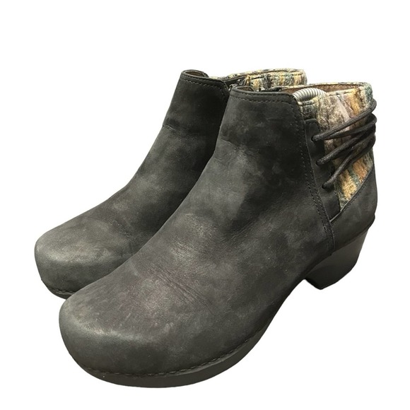 Dansko Tami Women's Black Nubuck Ankle Knit Booties US 8.5 Side Zip nursing boot - Picture 1 of 7